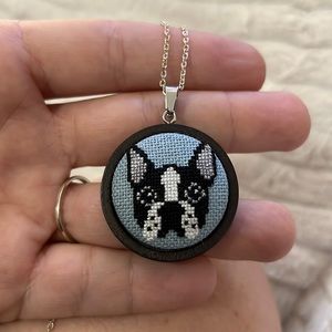 🐶Boston Terrier Cross Stitch Necklace🐶
